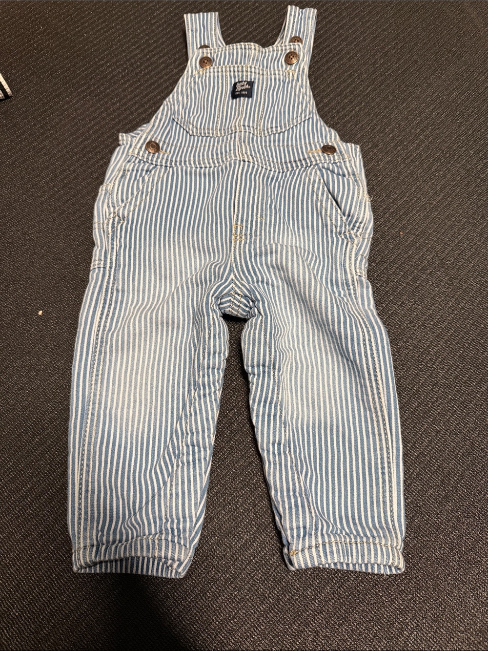 Striped Blue Kids Overalls - Timeless Railroad Style